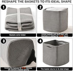 ICERZCZ 13 Inch Cube Closet Storage Bins, Woven Cotton Rope Organizer Baskets for Organizing & Shelves, Books, Towels, Clothes, Toys, 13x13x13 in, Grey (Pack of 3) - Image 7