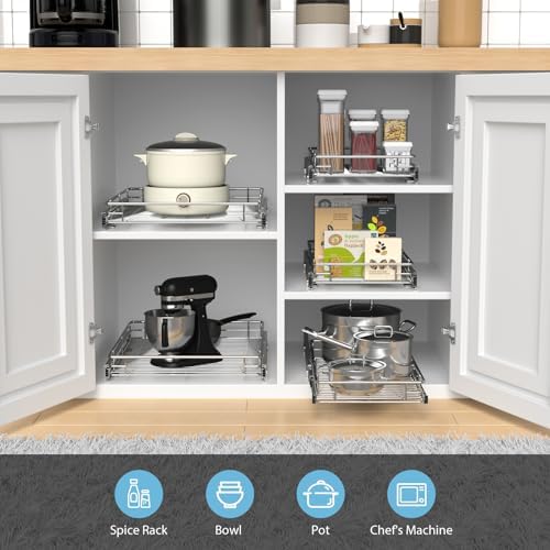 Pull Out Cabinet Organizer, 26.8” Slide Out Kitchen Organizers Storage - Image 4