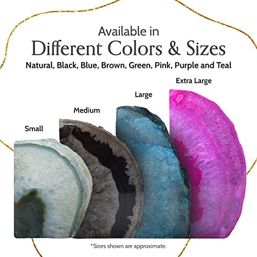 Nature's Decorations A Quality Black Agate Geode Bookends - Heavy Duty with Non-Skid Rubber Bumpers for Shelves, Office, Home Decor - Cool Crystal Stone (1 Pair 3-4 LB) - Image 5