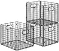 3-Pack Metal Milk Crate for Storage, Large 40qt Stackable Collapsible Storage Bins with Handle, Heavy Duty Storage Baskets for Shelves, Folding Basket Organizer for Car, Garage, Home, Camping, Office by Cidaziya