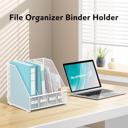 4-Compartment Magazine File Holder and File Organizer for Desk, White - Image 6