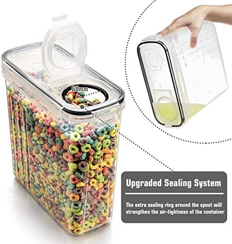 Wildone Cereal Storage Containers Set, Large BPA Free Plastic Airtight Food Storage Containers 4L for Flour, Sugar, 6 Piece Set Cereal Dispensers with 20 Labels & Marker, Black - Image 3