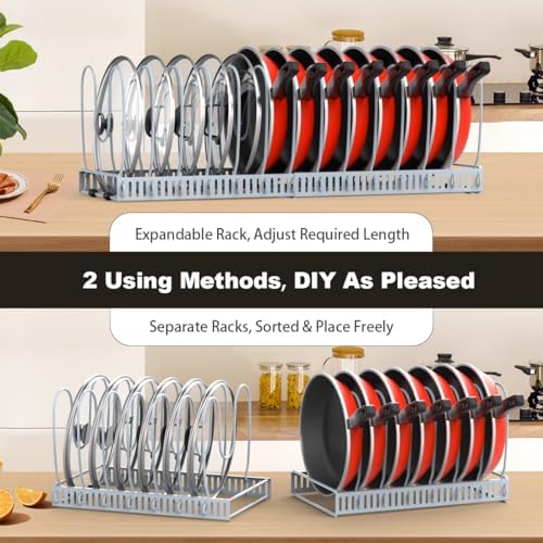 Housolution Pot and Pan Lid Organizer Holder Storage Rack, Grey - Image 4