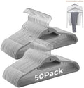 Grey Velvet Hangers, Stackable Hanger with Non Slip Felt Fabric by Limogoo