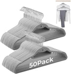 Grey Velvet Hangers, Stackable Hanger with Non Slip Felt Fabric by Limogoo