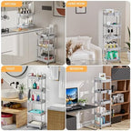 5 Tier Rolling Utility Cart with Handle,REBECAT Utility Cart Made of Multifunctional Storage Organizer Tool for Kitchen,Bathroom,Living Room,Office(Gray) - Image 6