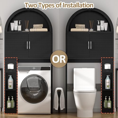 Spurgehom Over Toilet Storage Cabinet, Bathroom Arch Organizer, Black - Image 6