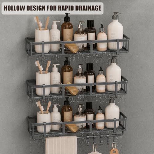 Shower Caddy Hanging 3 Pack, Rustproof Adhesive Corner Shower Shelves - Image 5