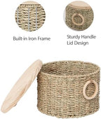 Woven Seagrass Storage Basket Set of 2 with Lids - Image 7