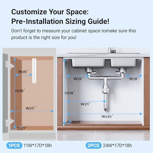 TISTAYA 2 Pack Under Sink Organizer and Storage, Metal Under Kitchen Sink Organizer, Slide Out Bathroom Organizers and Storage, Undersink Organizers for Kitchen Bathroom Cabinet - Image 2