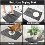 Large Stone Dish Drying Mat for Kitchen Counter, Quick Dry Dish Drying Mats, Foldable Absorbent Diatomaceous Earth Mats for Plate Rack Bottles Cups, Match Any Countertop (Gray Marble 24"×16" & 8"x4") - Image 7