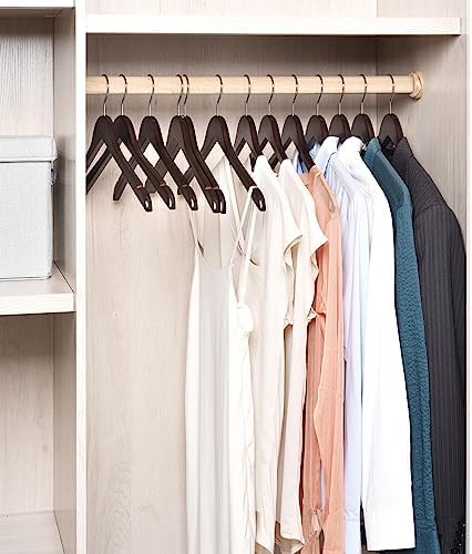 Amber Home 20 Pack Wooden Shirt and Dress Hangers Smooth Walnut Finish - Image 6