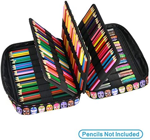 YOUSHARES Colored Pencil Case 220 Slots Pen Case Organizer With Handy Wrap & Zipper, Multilayer Holder for Prismacolor Colored Pencils & Gel Pen (Mask) - Image 3