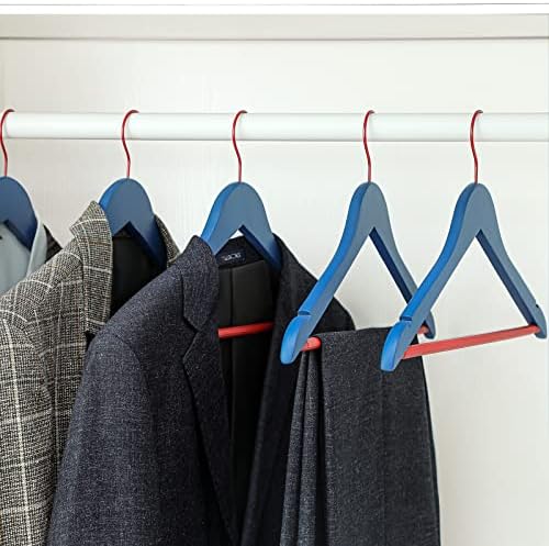 TOPIA HANGER Premium Wooden Hangers 16 Pack Blue/Red Heavy Coat Hanger - Image 6