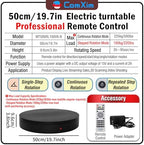 19.7In Remote Large Motorized electric turntable Rotating platform Photography Turntable Motorized lazy susan Base giratoria para for Photography,3D Scanner,Heavy duty display(Load Range:220~500lbs) - Image 2