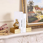Reading Figurine Book Ends Book Lovers Gifts for Bookshelf Decorations for Readers, Graduates, Students, Teachers, Sculpture Home Decor for Shelves Desk Office Living Room (Gold) - Image 3