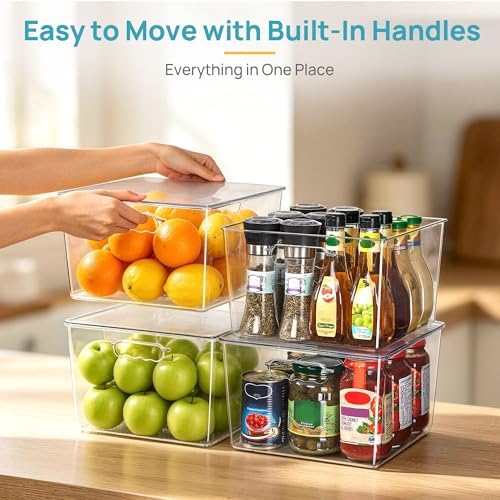 Vtopmart 6 Pack Extra Large Clear Stackable Storage Bins with Lids, 11inch Organizer Bins with Handle for Onions and Potatoes, Plastic Containers for Pantry, Freezer, Kitchen, Closet Organization - Image 6
