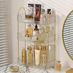 shuang qing Bathroom Counter Organizer Countertop Storage, Cosmetics Skincare Shelf, Makeup Organizer Perfume for Dresser Vanity Tray, Spice Rack for Kitchen(3 Tier-Clear) - Image 2