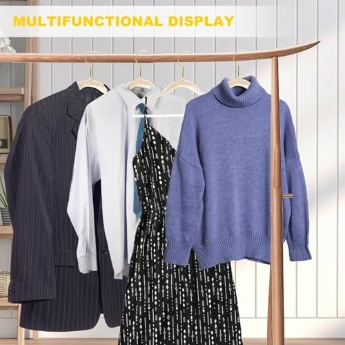 VSV stoage Clear Clothes Hangers 16", 40 Pack Plastic Coat Hanger for Adult Closet, Bling Thin Hangers with Swivel Gold Hook, Notched Shoulders Perchas - Clothing Rack for Bridesmaid Dresses - Image 6