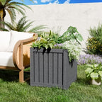 Patio Umbrella Base with 1.5" Hole, Outdoor Side Table, Planter Box, Grey - Image 7