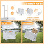 VECELO Foldable Shopping Cart with Wheels, Collapsible Rolling Crate for Groceries, Folding Storage Box with Handle, Three Modes of Use, Ideal for Teacher, Trip, Outdoors, Etc., 16GAL, White - Image 4