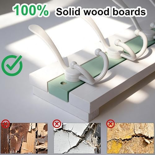SKOLOO Coastal Coat Rack Wall Mount-38-1/8 Beach House Entryway Wooden Coat Hook with 10 Hooks for Hanging Coats, Hats or Towels, Oceanfront Cottage Core Collection, White & Green, Pack of 2 - Image 2