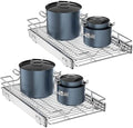 OCG Pull Out Cabinet Organizer 2 Pack (15" W x 21" D), Pull out Shelves 1 Tier, Cabinet Slide Out Shelves for Base Cabinet Organization in Kitchen Bathroom Pantry, Bottom Mount, Chrome Finish by OCG