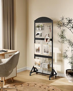 CHOEZON Grid Wall Panel 5.7’ x 2’ FT Grid Display Rack, Movable Gridwall Display Stand with Wheels, Sturdy Floorstanding Wire Grid Rack with 4 S-Shaped Hooks and 4 Garment Hooks, Black TCJ17BB - Image 2