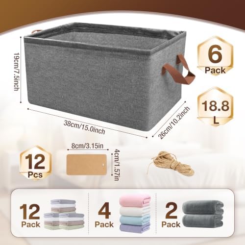15-Inch Long Fabric Storage Bins 6 Pack for Shelves with Handles - Image 2