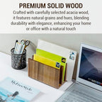MyGift 3 Slot Premium Acacia Solid Wood Mail Holder, Entryway Countertop Letter Organizer, Office Desktop File Sorter, Bill Divider, Envelope Storage Bin - Image 2