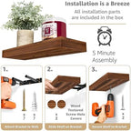 Sorbus 16 Inch Floating Shelves for Wall (3 Pack, Walnut) - Image 4