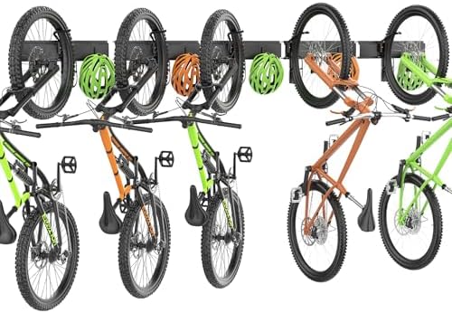 TORACK Wall-mounted Swivel Bike Rack, Garage Vertical Bike Storage Hangers for 5 Bikes Rotating Bike Storage Hooks by TORACK