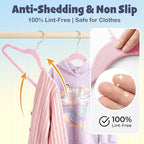 HOUSE DAY 14 Inch Kids Velvet Hangers 50 Pack, Durable Big Kid Hanger Pink - Image 4