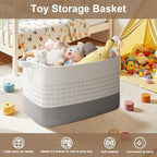 OIAHOMY 108L Extra Large Blanket Basket, 25”x16”x16” Rectangle Woven Cotton Rope Baskets for Living Room, Toy Storage with Handle- Gradient Grey - Image 4