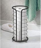 mDesign Metal Toilet Paper Holder Stand - Storage Reserve for 3 Rolls of Toilet Tissue - Freestanding Toilet Paper Holder - Stylish Bathroom Floor Toilet Paper Stand - Omni Collection - Matte Black - Image 2