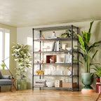 IZEUK 6-Tier Heavy Duty Metal Wire Shelving Unit, Adjustable Storage Rack Organizer for Garage, Kitchen, Office, Basement, Warehouse (Black, 17.7" D x 47.2" W x 82.7" H) - Image 7