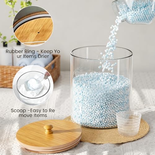 HomePekite Glass Laundry Pods Storage Container, Laundry Room Organization and Storage, Detergent Powder Container, with Wooden Lids & Labels, 4 Pack - Image 2