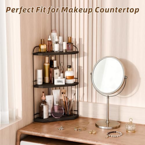 Corner Bathroom Counter Organizer, 3-Tier Wood Countertop Organizer - Image 5