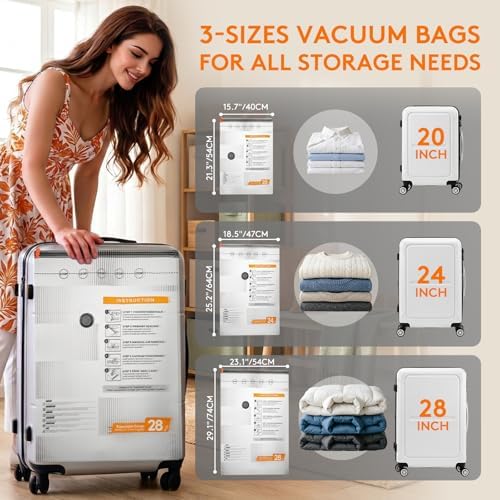 12 Combo Vacuum Seal Bags for Clothing Travel with USB/Type-C Pump - Image 4