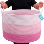 OrganiHaus Round Toy Basket & Blanket Basket, Cotton Rope 20x13" - Image 4