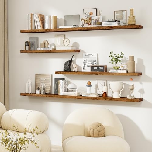 Dreamland Floating Shelves, Wall Mounted Shelves for Storage and Home Decor, Rustic Wood Shelves for Bathroom, Living Room, Bedroom and Kitchen, 16" x 6.7" Set of 2 - Image 5