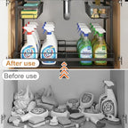 Under Sink Organizer, 1 Pack 2-Tier Expandable Pull Out Storage with Ball-Bearing Slides, Height Adjustable for Kitchen Bathroom Cabinet, Black - Image 3