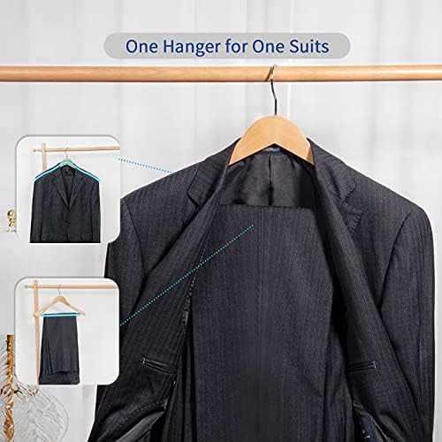 Nature Smile Luxury Natural Wooden Suit Hangers - 6 Pack - Wood Coat Hangers,Jacket Outerwear Shirt Hangers,Glossy Finish with Extra-Wide Shoulder, 360 Degree Swivel Hooks & Anti-Slip Bar with Screw - Image 6