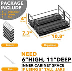 SpaceAid Pull Out Spice Rack Organizer for Cabinet, Heavy Duty Slide Out Seasoning Kitchen Organizer, Cabinet Organizer, with Labels, 7.7" W x10.8 D x4 H, 2 Drawers 1-Tier - Image 6