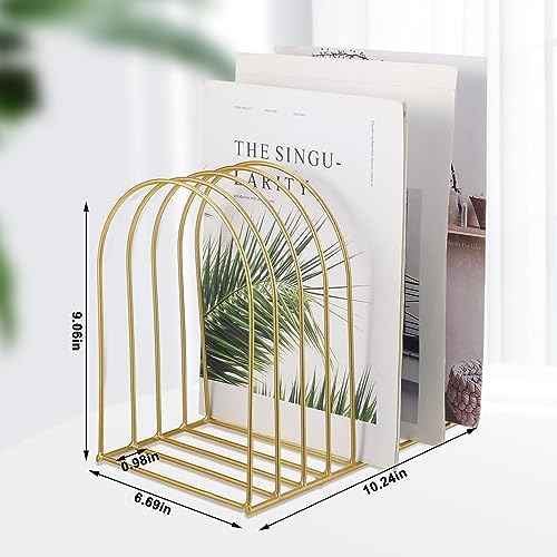 Kosiz 2 Sets Wire File Organizer for Desk 9 Slots Metal File Holder, Gold - Image 2