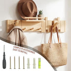 Mid Century Modern Wood Coat Rack Wall Mount with Shelf,7 Hooks, Natural - Image 6
