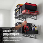 SafeRacks Steel Garage Wall Shelves 2-Pk w/Hooks, 500lb, Hammertone (18x48) - Image 4