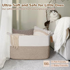 Goodpick 75L Extra Large Woven Rope Blanket Basket, Rectangle, Light Brown - Image 6