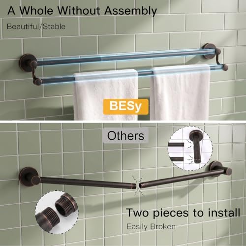 BESy Double Towel Bar Towel Rack for Bathroom Towel Rod Oil Rubbed Bronze - Image 4