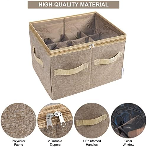 Moteph Shoe Organizer for Closet - Shoe Storage Organizer for Closet Organization with Clear Cover & Adjustable Dividers, Shoe Rack & Basket - (Light Brown, Medium - 16 Pairs) - Image 2